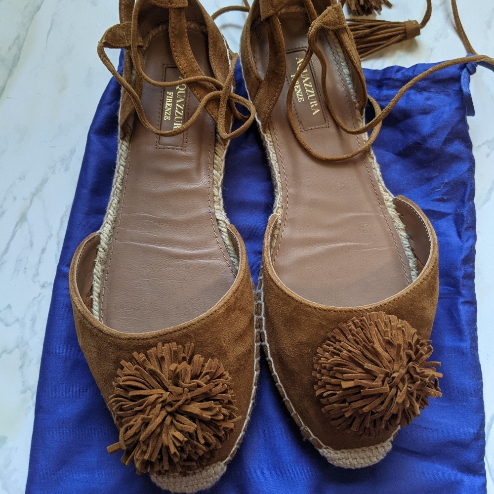 Aquazzura brown suede espadrilles